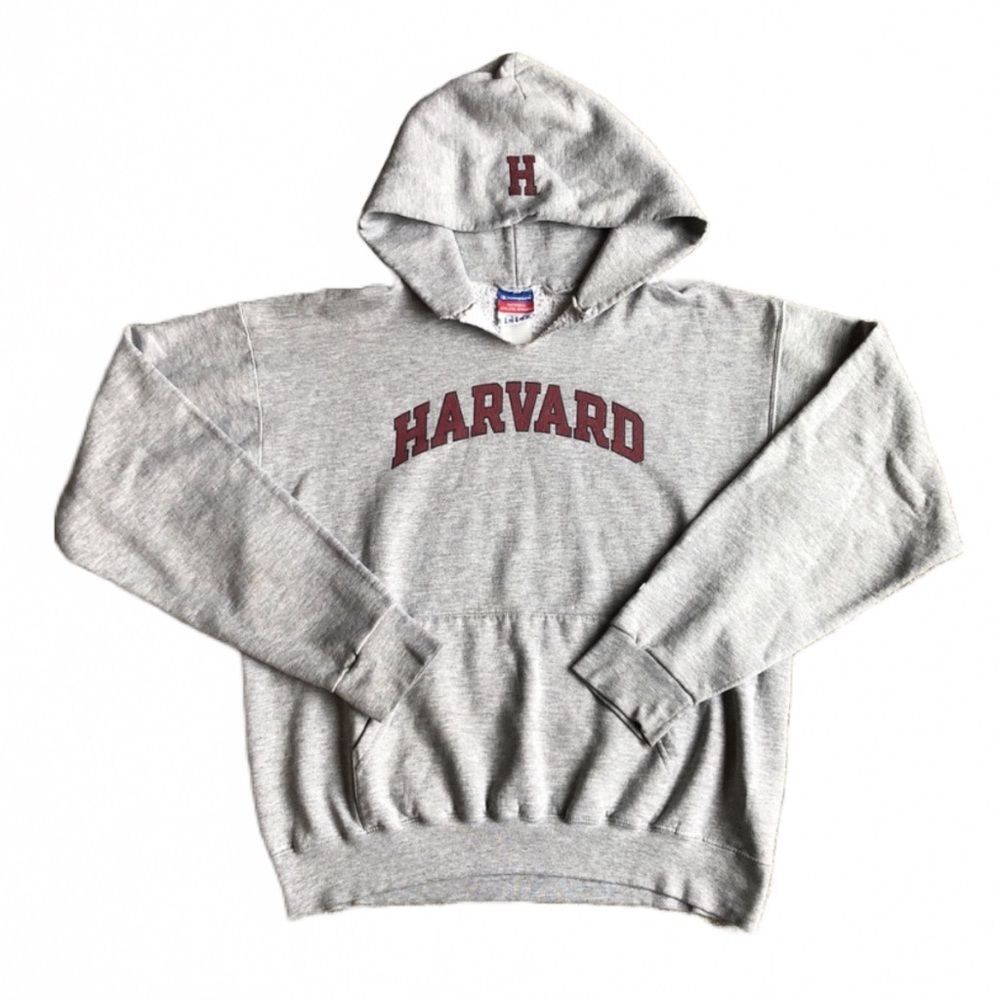 VINTAGE CHAMPION HARVARD SPELLOUT HOODIE SWEATSHIRT SIZE MEDIUM